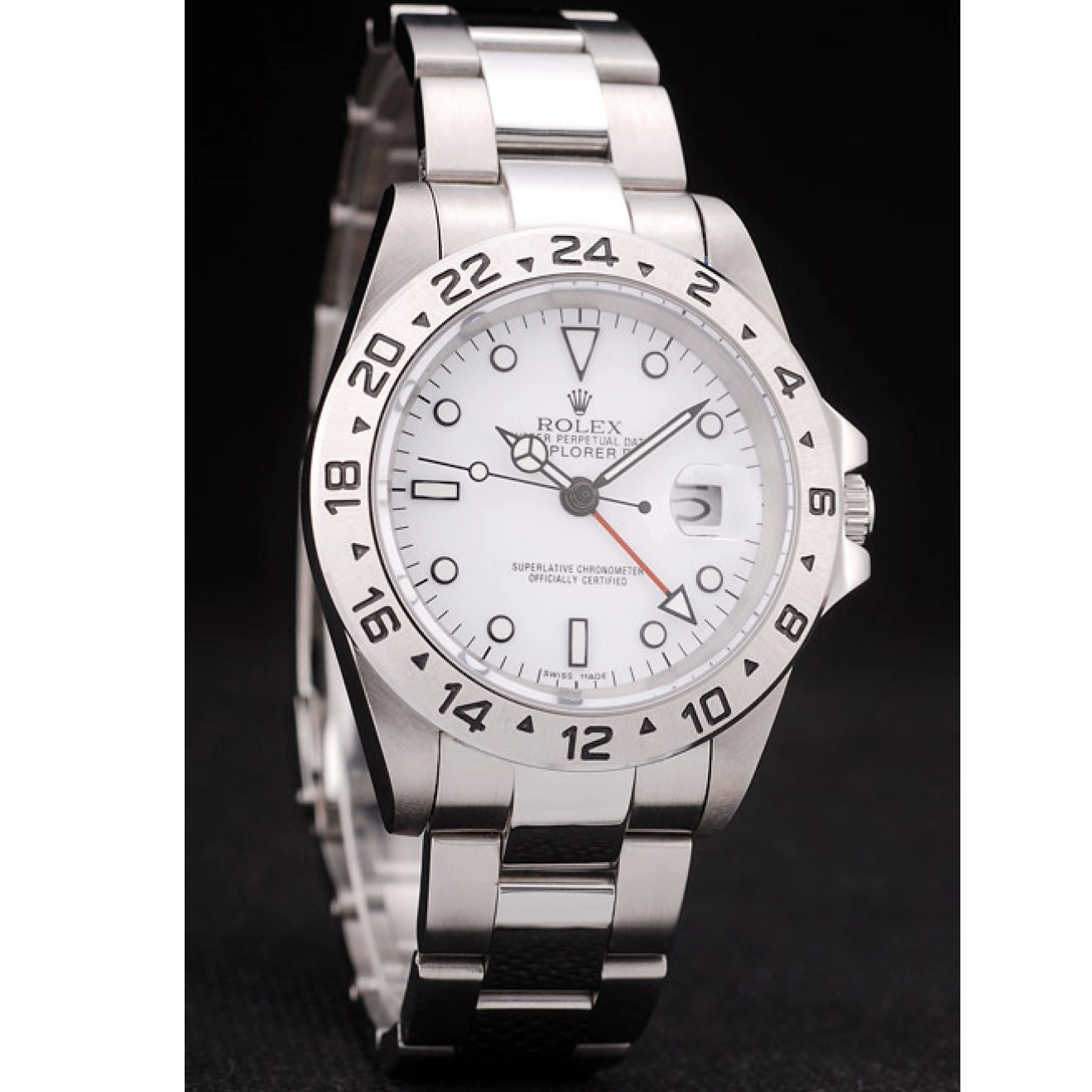 Aaa replica watch Rolex White Stainless Bezel Dial Steel Explorer 0819